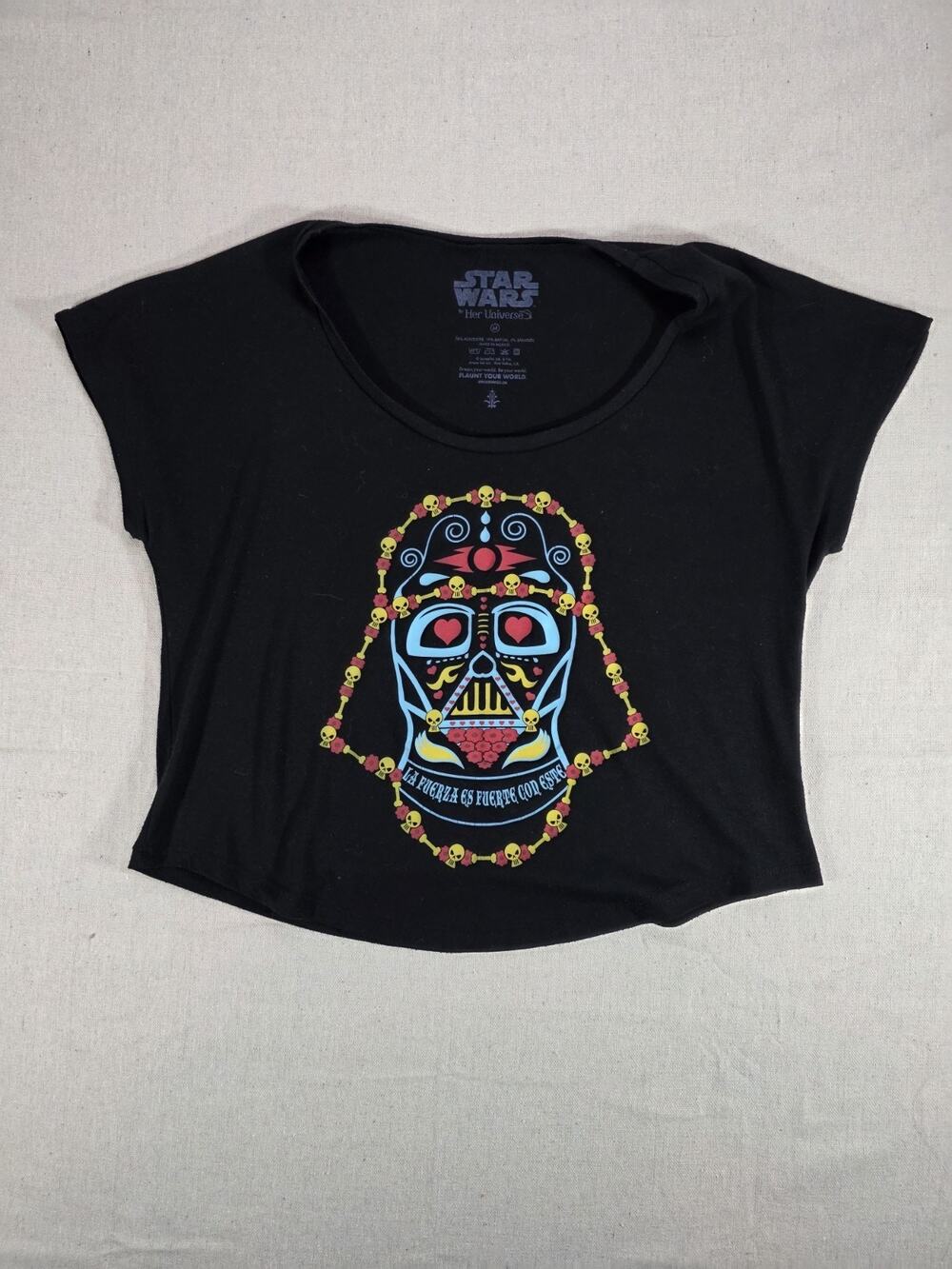 Her Universe Star Wars Darth Vader Sugar Skull Women's Medium Crop T-Shirt